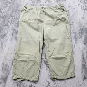 Vintage‎ Erika Pants Womens XL Green Pull On Cotton High Rise Capri Drawstring